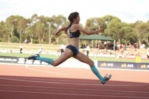 Andrea competing at the 2014 All Schools National Athletics Chmapionships in Adelaide.