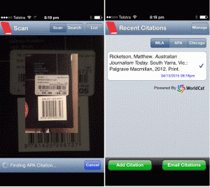 Scan the barcode of a book to receive the citation.  It's that easy!