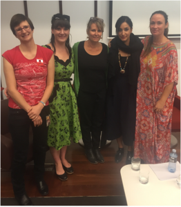Penny Grist, Assistant Curator National Portrait Gallery; Gill Raymond, Online Manager National Portrait Gallery; Narelle Autio, photographer and judge of the National Photographic Portrait Prize 2016; Hoda Afshar, winner of the National Photographic Portrait Prize 2015; and Elizabeth Looker, winner of the National Photographic Portrait Prize 2016 discussed how photography can tell stories. Source: Samantha Marceddo