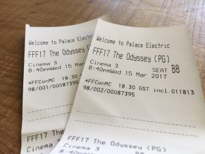 The Odyssey Cinema Tickets. Credit: Ruby Becker. 