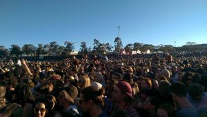 The large Groovin' the Moo crowd on the University of Canberra ovals. Photo by Mitchell Keenan